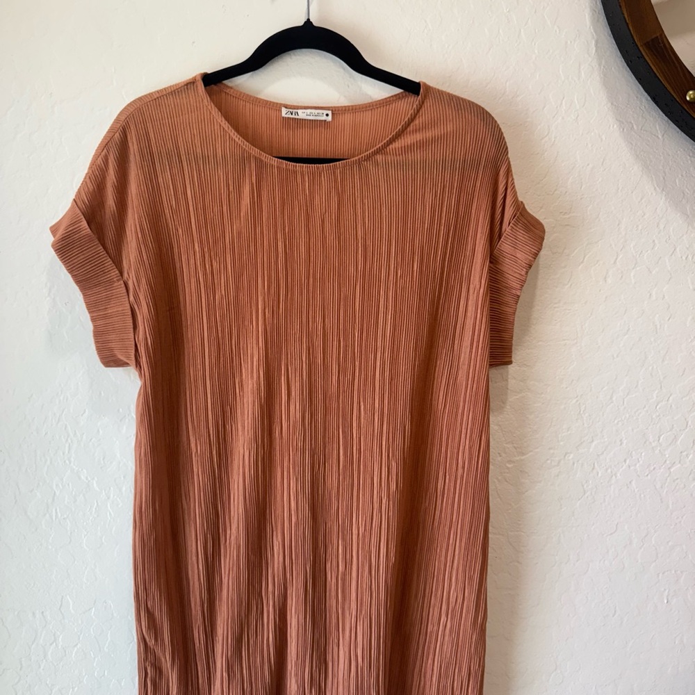 Zara Rust Pleated Top